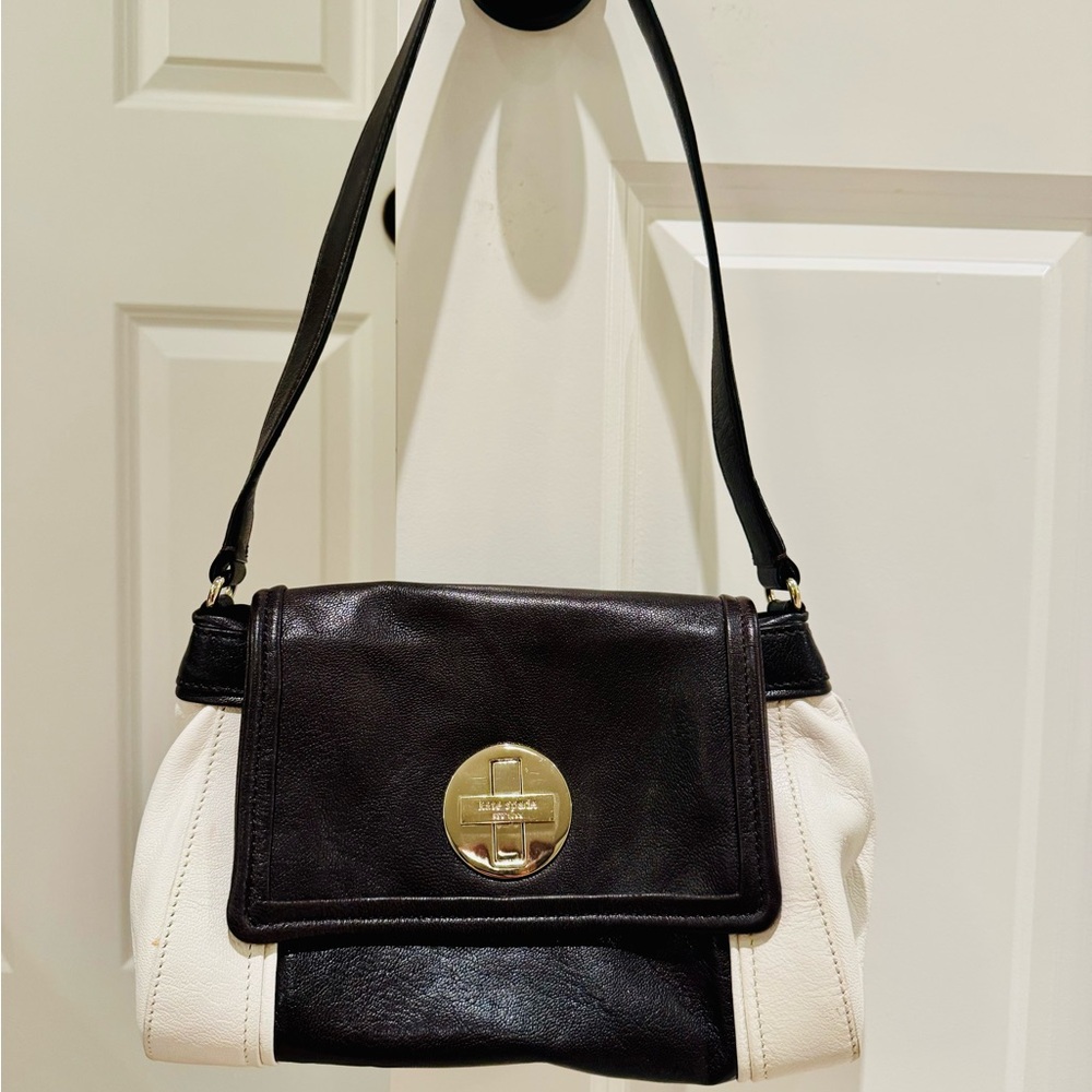 Vintage Kate Spade Purse- White & chocolate brown leather shoulder bag